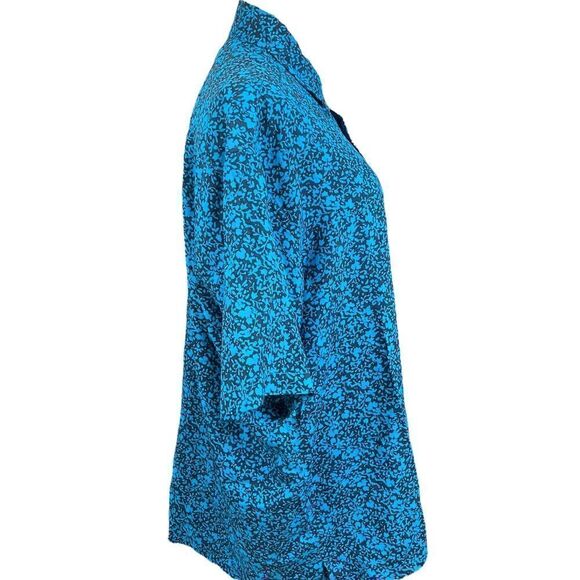 Nautica Blue Silk Short Sleeve Button Down L - Picture 3 of 4